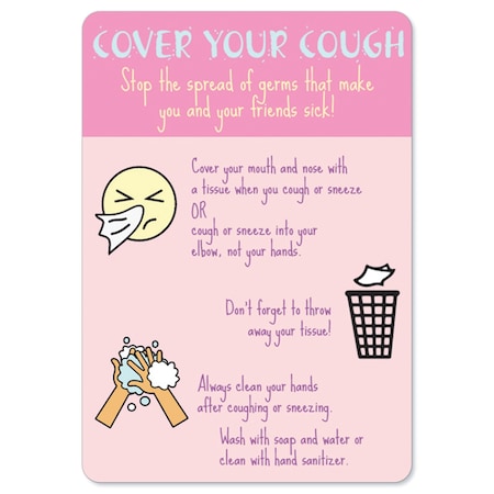 Public Safety Sign, Cover Your Cough 1, 36in X 48in Decal